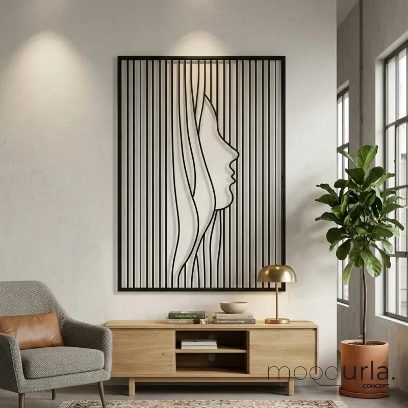 Çizgisel Kadın Silüeti Lazer Kesim Duvar Tablosu