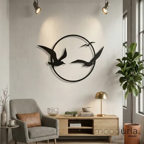 Kuş Figürlü Lazer Kesim Duvar Tablosu
